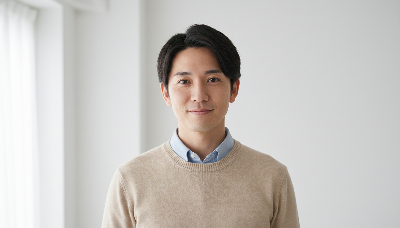 表情は口角を少し上げた自然な笑顔を心がける